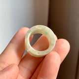 17.1mm A-Grade Natural Light Yellowish Green Jadeite Archer Ring Band No. 161452