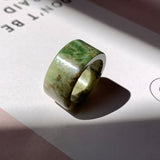 SOLD OUT: 18.3mm A-Grade Natural Earthy Tone Jadeite Archer Ring Band No. 161877