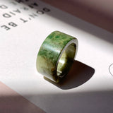 SOLD OUT: 18.3mm A-Grade Natural Earthy Tone Jadeite Archer Ring Band No. 161877