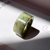 SOLD OUT: 18.3mm A-Grade Natural Earthy Tone Jadeite Archer Ring Band No. 161877