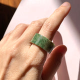 SOLD OUT: 18.3mm A-Grade Natural Earthy Tone Jadeite Archer Ring Band No. 161877