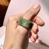 SOLD OUT: 18.3mm A-Grade Natural Earthy Tone Jadeite Archer Ring Band No. 161877