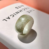 19.1mm A-Grade Natural White Green Jadeite Abacus Ring Band No. 161660