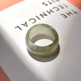 19.1mm A-Grade Natural White Green Jadeite Abacus Ring Band No. 161660