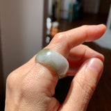 19.1mm A-Grade Natural White Green Jadeite Abacus Ring Band No. 161660