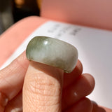 19.1mm A-Grade Natural White Green Jadeite Abacus Ring Band No. 161660