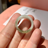 19.1mm A-Grade Natural White Green Jadeite Abacus Ring Band No. 161660