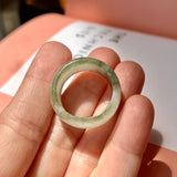 19.1mm A-Grade Natural White Green Jadeite Abacus Ring Band No. 161660