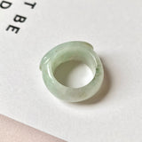 17.2mm A-Grade Natural Light Green Jadeite Saddle Top Ring Band No. 161334