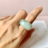 17.2mm A-Grade Natural Light Green Jadeite Saddle Top Ring Band No. 161334