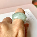 17.2mm A-Grade Natural Light Green Jadeite Saddle Top Ring Band No. 161334