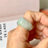 17.2mm A-Grade Natural Light Green Jadeite Saddle Top Ring Band No. 161334