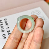 17.2mm A-Grade Natural Light Green Jadeite Saddle Top Ring Band No. 161334