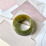 18.7mm A-Grade Natural Dark Yellowish Green Jadeite Archer Ring Band No. 161749