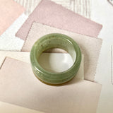 18.7mm A-Grade Natural Dark Yellowish Green Jadeite Archer Ring Band No. 161749