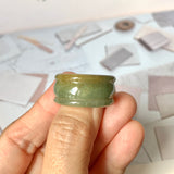 18.7mm A-Grade Natural Dark Yellowish Green Jadeite Archer Ring Band No. 161749