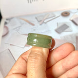 18.7mm A-Grade Natural Dark Yellowish Green Jadeite Archer Ring Band No. 161749