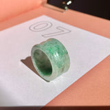 19.2mm A-Grade Natural Floral Jadeite Archer Ring Band No. 161557