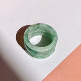 19.2mm A-Grade Natural Floral Jadeite Archer Ring Band No. 161557