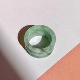 19.2mm A-Grade Natural Floral Jadeite Archer Ring Band No. 161557