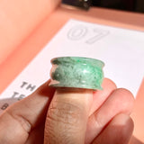 19.2mm A-Grade Natural Floral Jadeite Archer Ring Band No. 161557