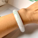 53.1 mm A-Grade Natural Lavender Bluish Green Floral Jadeite Modern Round Bangle No.151985