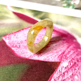 15.4mm A-Grade Natural Floral Yellow Square Abacus Ring Band No. 162192