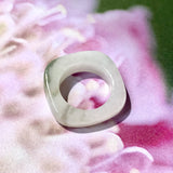 SOLD OUT: 15.4mm A-Grade Natural White Green Square Abacus Ring Band No. 162415