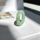 19.1mm A-Grade Natural Moss On Snow Jadeite Ring Band No. 162181