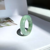 19.1mm A-Grade Natural Moss On Snow Jadeite Ring Band No. 162181