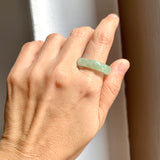 19.1mm A-Grade Natural Moss On Snow Jadeite Ring Band No. 162181