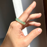 19.1mm A-Grade Natural Moss On Snow Jadeite Ring Band No. 162181