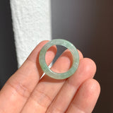 19.1mm A-Grade Natural Moss On Snow Jadeite Ring Band No. 162181