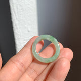 19.1mm A-Grade Natural Moss On Snow Jadeite Ring Band No. 162181