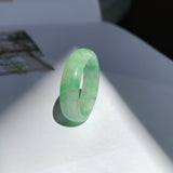 SOLD OUT: 19mm A-Grade Natural Moss On Snow Jadeite Ring Band No. 162183