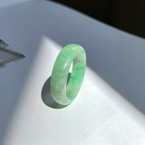 SOLD OUT: 19mm A-Grade Natural Moss On Snow Jadeite Ring Band No. 162183