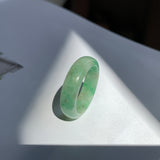 SOLD OUT: 19mm A-Grade Natural Moss On Snow Jadeite Ring Band No. 162183