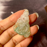 SOLD OUT: A-Grade Natural Green White Jadeite Dragon Pendant No.171093