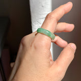 SOLD OUT: 19mm A-Grade Natural Moss On Snow Jadeite Ring Band No. 162183