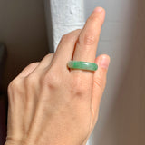 SOLD OUT: 19mm A-Grade Natural Moss On Snow Jadeite Ring Band No. 162183