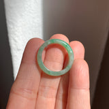 SOLD OUT: 19mm A-Grade Natural Moss On Snow Jadeite Ring Band No. 162183