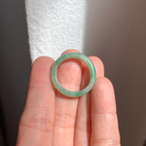 SOLD OUT: 19mm A-Grade Natural Moss On Snow Jadeite Ring Band No. 162183