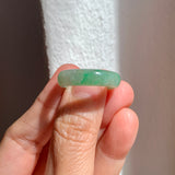 SOLD OUT: 19mm A-Grade Natural Moss On Snow Jadeite Ring Band No. 162183