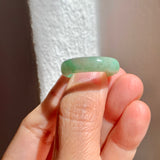 SOLD OUT: 19mm A-Grade Natural Moss On Snow Jadeite Ring Band No. 162183