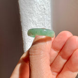 SOLD OUT: 19mm A-Grade Natural Moss On Snow Jadeite Ring Band No. 162183