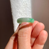 SOLD OUT: 19mm A-Grade Natural Moss On Snow Jadeite Ring Band No. 162183