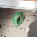 SOLD OUT: 18.7mm A-Grade Natural Moss On Snow Jadeite Ring Band No. 162188