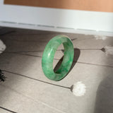 SOLD OUT: 18.7mm A-Grade Natural Moss On Snow Jadeite Ring Band No. 162188