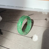 SOLD OUT: 18.7mm A-Grade Natural Moss On Snow Jadeite Ring Band No. 162188