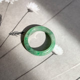 SOLD OUT: 18.7mm A-Grade Natural Moss On Snow Jadeite Ring Band No. 162188